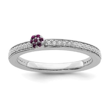 Picture of 14K White Solid Gold Rhodolite Garnet and Diamond Stackable Ring