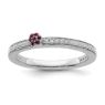 Picture of 14K White Solid Gold Created Ruby and Diamond Stackable Ring