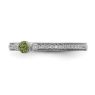 Picture of 14K White Solid Gold Peridot and Diamond Stackable Ring