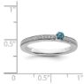 Picture of 14K White Solid Gold Blue Topaz and Diamond Stackable Ring