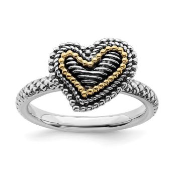 Picture of Sterling Silver & 14k Heart Antiqued Ring