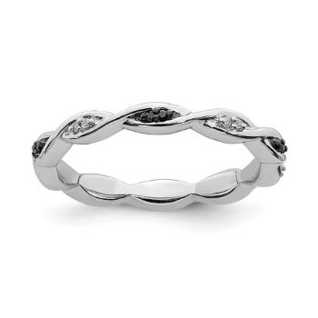 Picture of Sterling Silver Stackable Black & White Diamond Ring