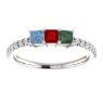 Picture of Silver 1 to 5 Square Stones Mother's Ring Anniversary Band
