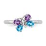 Picture of Silver Butterfly Ring Pear Shape Blue Topaz & Amethyst
