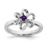 Picture of Silver Flower Ring Amethyst Stone